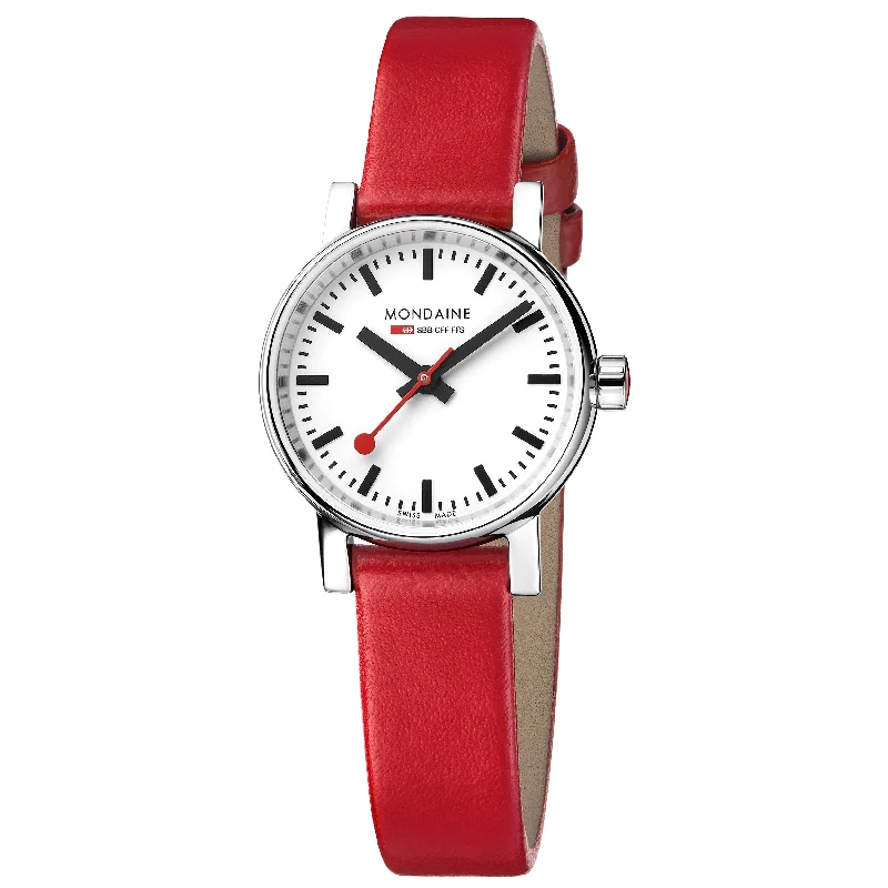 Men's Unique Shape Style Dress Watches-Mondaine Evo2 Ladies White Watch MSE.26110.LC
