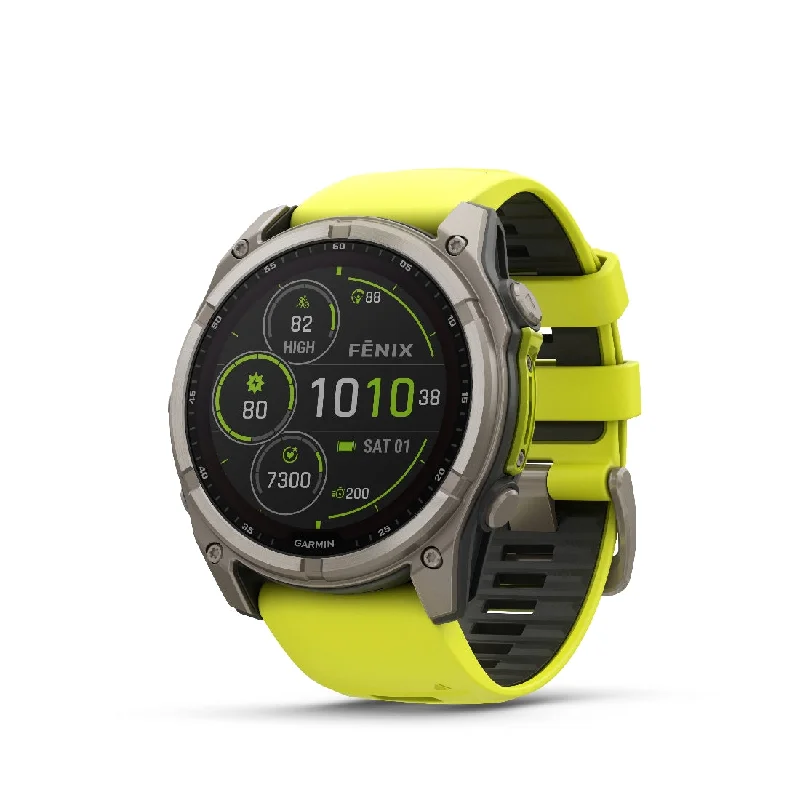 Men's American Made Sports Watches-Orologio Garmin Fenix 8 Solar 51mm titanium giallo 010-02907-21