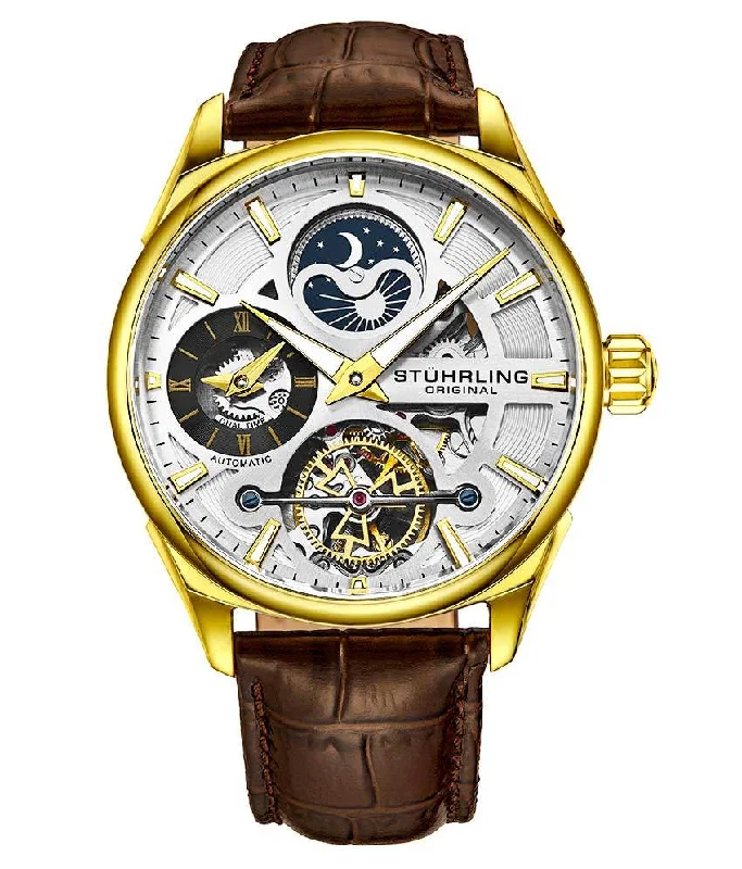 Silver Dial/Gold Case/Brown Leather Strap