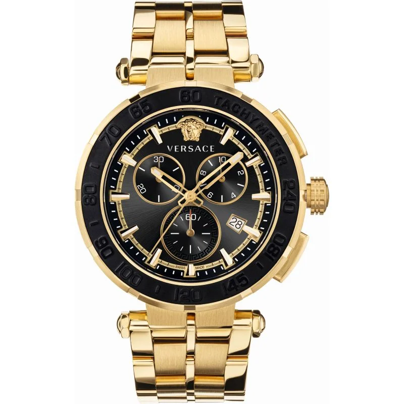 Men's Swiss Business Meeting Edition-Versace Greca Chrono Men's Gold Watch VEPM00720