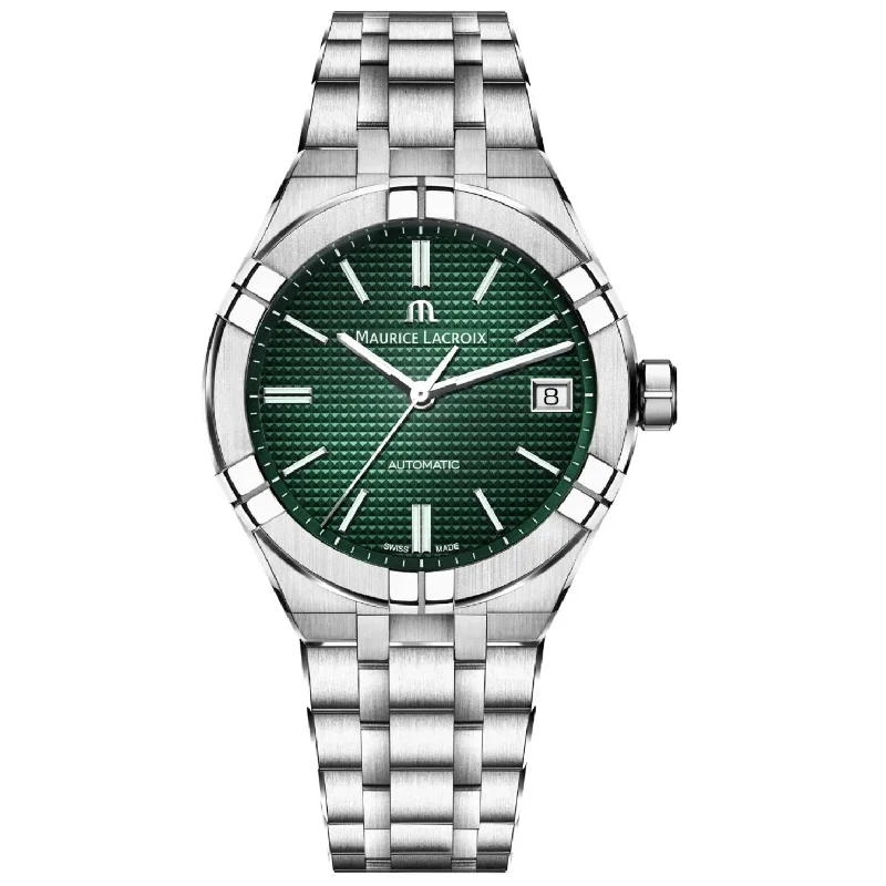 Men's Swiss Engagement Edition-Maurice Lacroix Men's Green Aikon Automatic Stainless Steel Watch AI6007-SS002-630-1