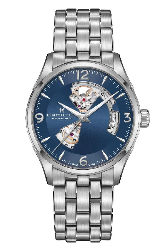 Men's Cushion Case Dress Watches-Hamilton Jazzmaster Open Heart Auto H32705141