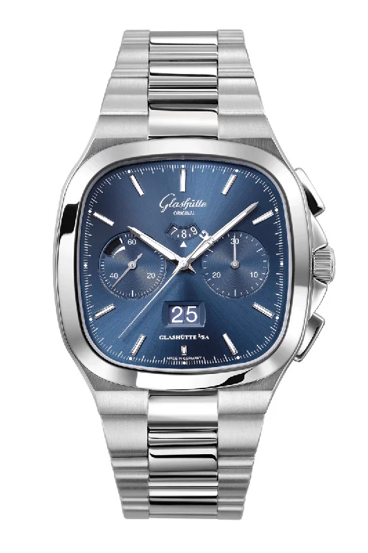 Men's Thin Case Design Dress Watches-Glashütte Original Seventies Chronograph Panorama Date 1-37-02-08-02-70