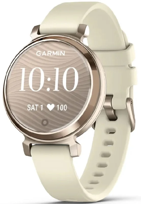 Ladies Smart Watches with Bluetooth Connectivity-Garmin Lily 2 Cream Gold Coconut Silicone Ladies Smart Watches with Bluetooth Connectivity-Garmin Lily 2 Cream Gold Coconut Silicone