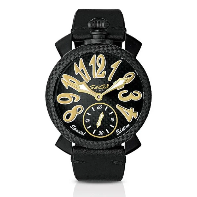 Men's Swiss Analog Edition-Gagà Milano Watch Manuale 48mm Special Edition Yellow Carbon