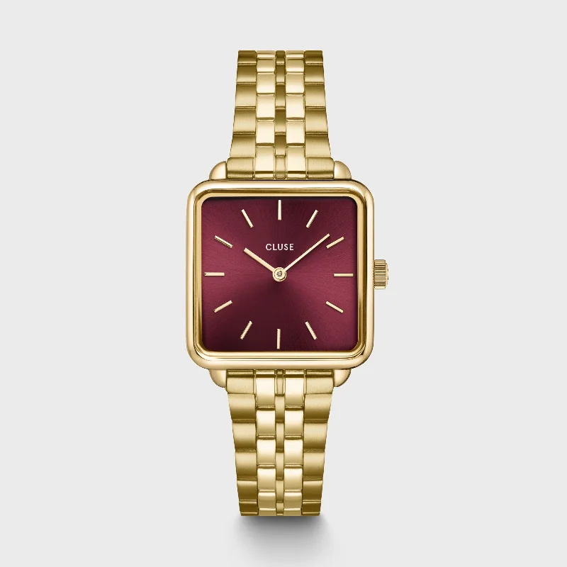 Women's Personalized Design Mechanical Watches-La Tétragone Watch Steel Dark Cherry, Gold Colour