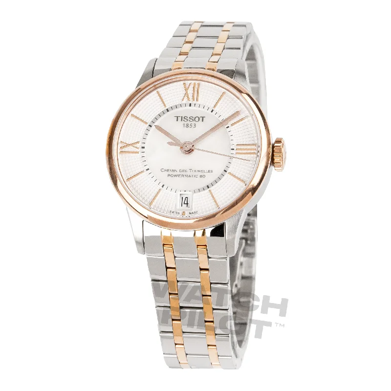 Men's Swiss Smart Edition-Tissot Chemin Des Tourelles Powermatic 80 Ladies White Watch T0992072211802