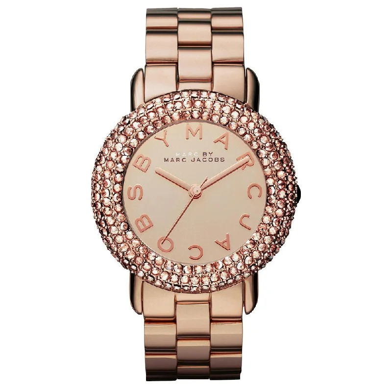 Men's International Brand Dress Watches-Marc Jacobs MBM3192 Ladies Marci Crystal Rose Gold Watch