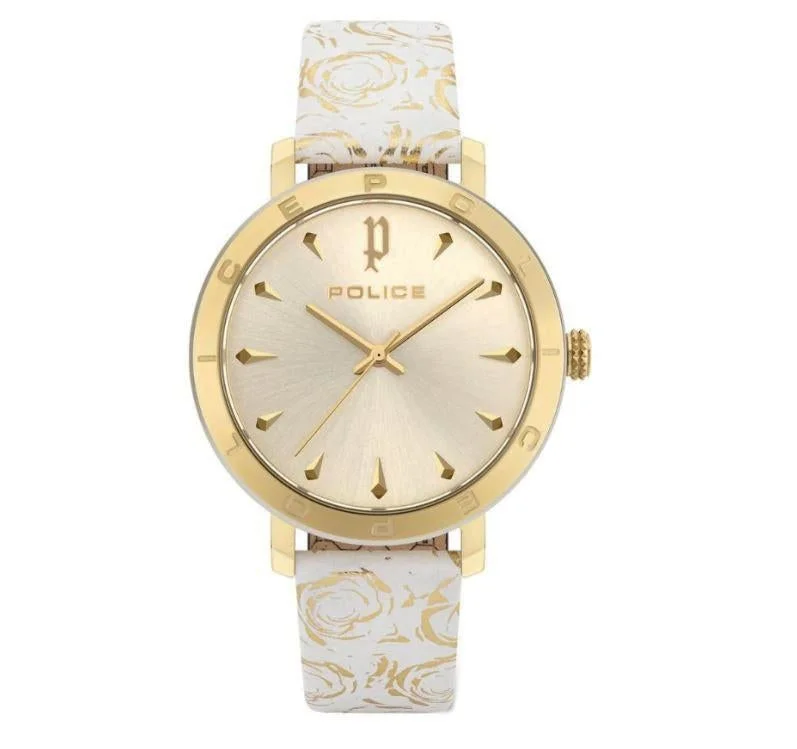 Men's Vintage Style Slim Watches-Police White Ponta Watch 16033MSGS/06