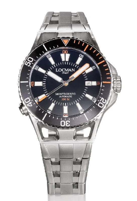 Men's British Made Sports Watches-Locman Montecristo 500 mt automatico arancio acciaio 0547A01A-00BKORB0