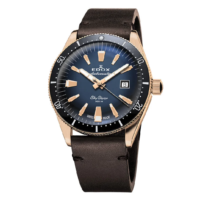 Men's Swiss Holiday Season Edition-Edox Men's Watch Limited Edition Sky Diver Automatic Bronze 80126-BRN-BUIDR