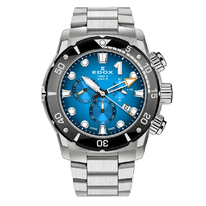 Men's Swiss Engagement Edition-Edox Men's Watch CO-1 Chronograph Blue Titanium 10242-TINM-BUIDN
