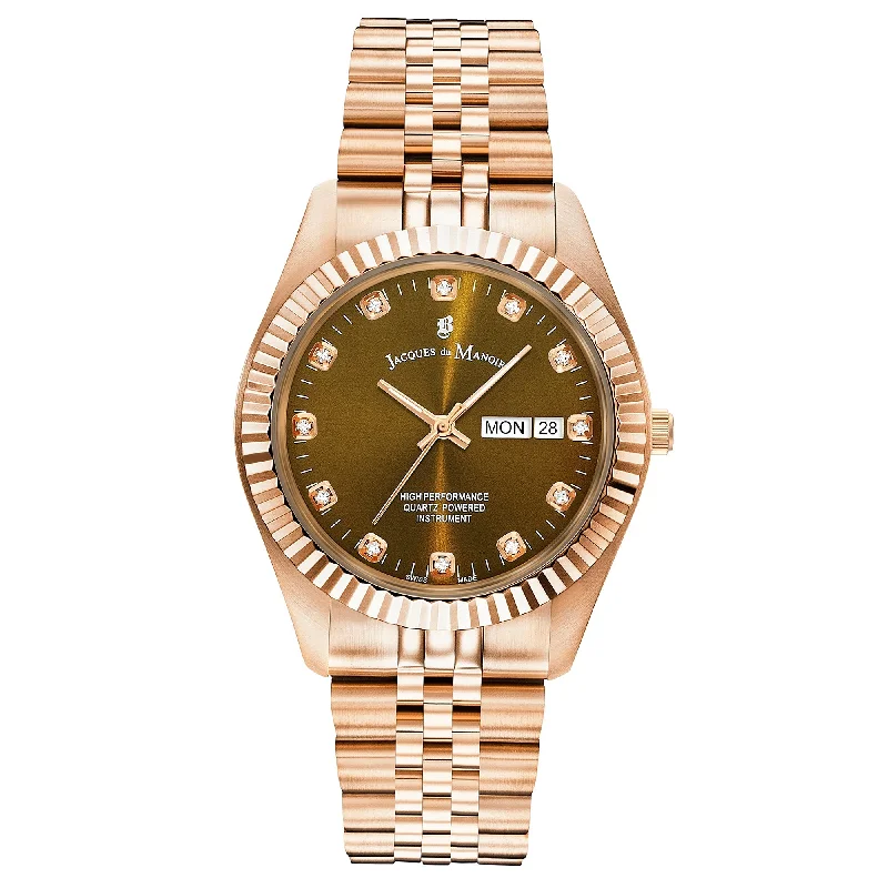 Men's Hand-Wound Design Dress Watches-Jacques Du Manoir Ladies Inspiration Rose Gold Watch JWG00305