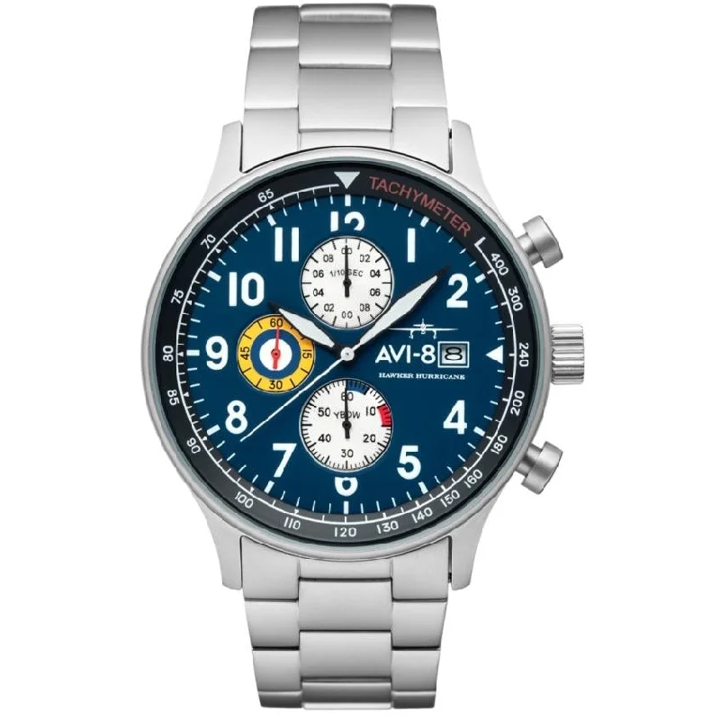 Men's Japanese Made Field Watches-AVI-8 Men's Black Hawker Hurricane Chronograph Watch AV-4011-33 Men's Japanese Made Field Watches-AVI-8 Men's Black Hawker Hurricane Chronograph Watch AV-4011-33