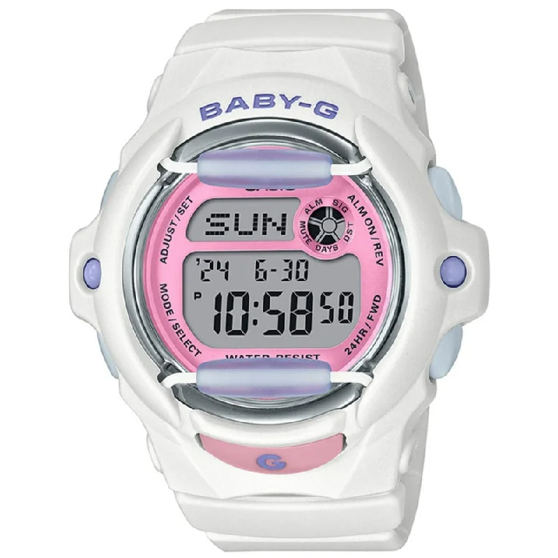 Unisex Cushion Case Style Watches-Casio Baby-G Ladies White Watch BG-169PB-7ER