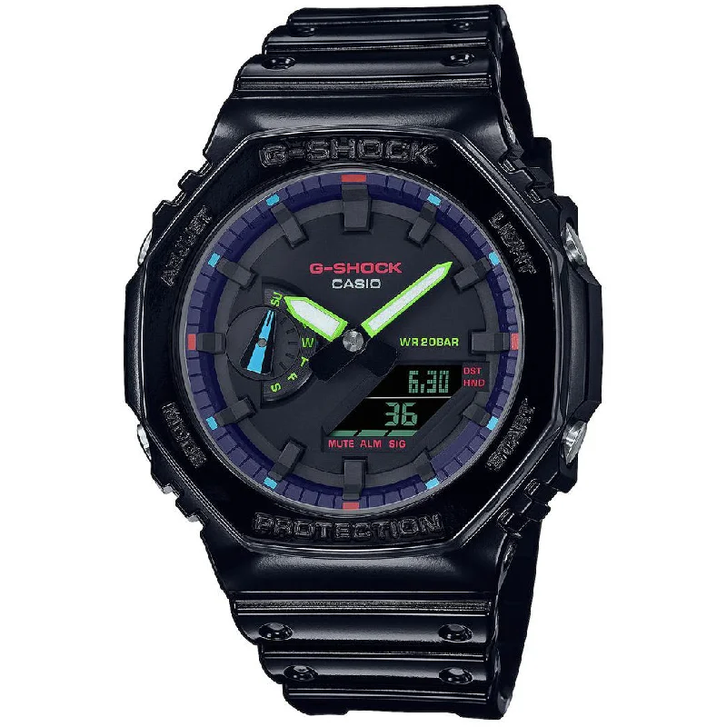 Unisex Fashionable Design Watches-Casio G-Shock Men's Black Watch GA-2100RGB-1AER