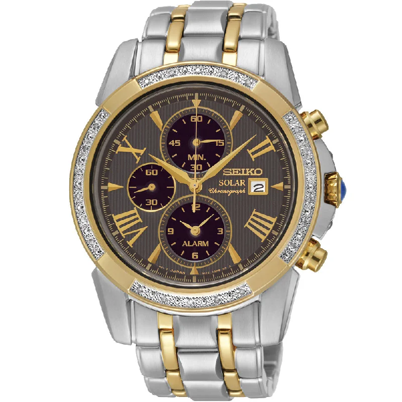 Men's Kinetic Design Digital Watches-Seiko SSC312P-9 Le Grand Sport Solar Diamond Set Watch