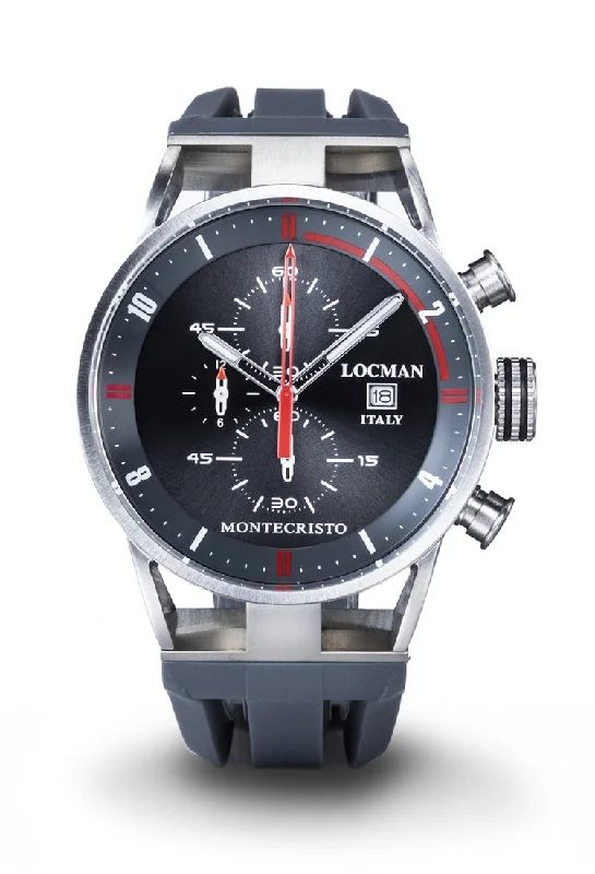 Men's Designer Style Sports Watches-Locman Montecristo Chrono antracite silicone grigio 0510A07S-00GYRDSA