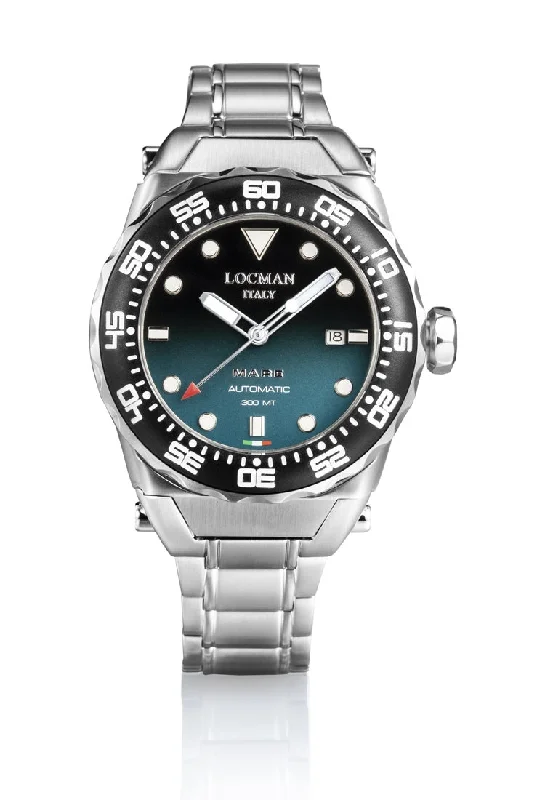 Men's Local Brand Design Sports Watches-Orologio Locman Mare quadrante verde bracciale acciaio 0559A26A-00KLNKB0