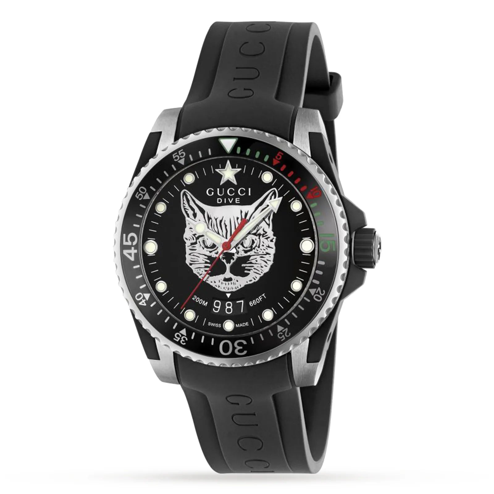 Men's Swiss Watch Reviews-Gucci Watch Dive 40mm Mystic Cat Black YA136320