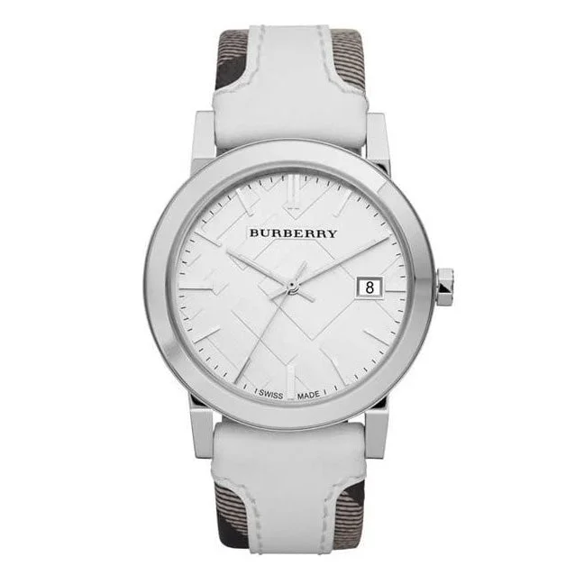 Unisex Large Size Style Watches-Burberry BU9019 The City Check White 38mm Watch