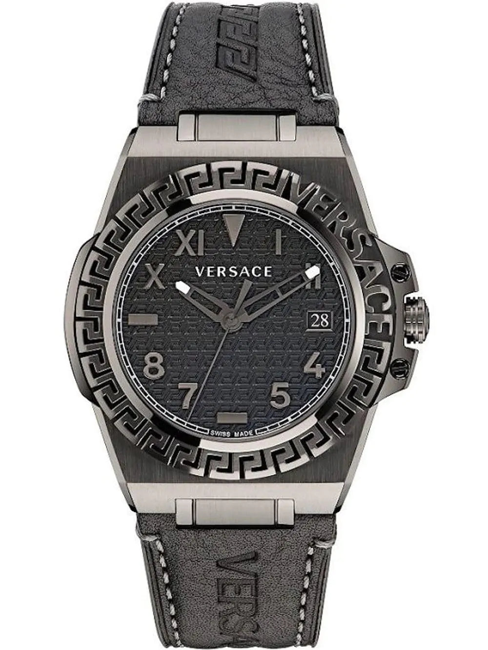 Men's Swiss Hand-Wound Edition-Versace Men's Watch Greca Reaction Black Gun VE3I00322