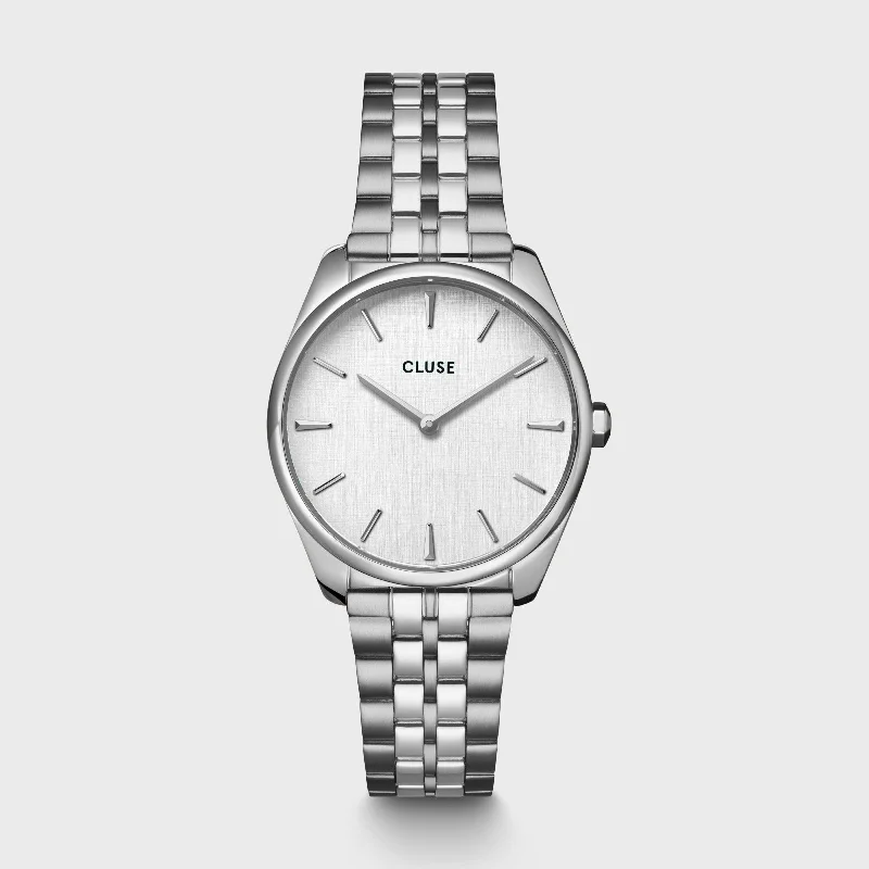 Women's Engraved Style Women's Mechanical Watches-Féroce Petite Watch Steel, Silver Linen, Silver Colour