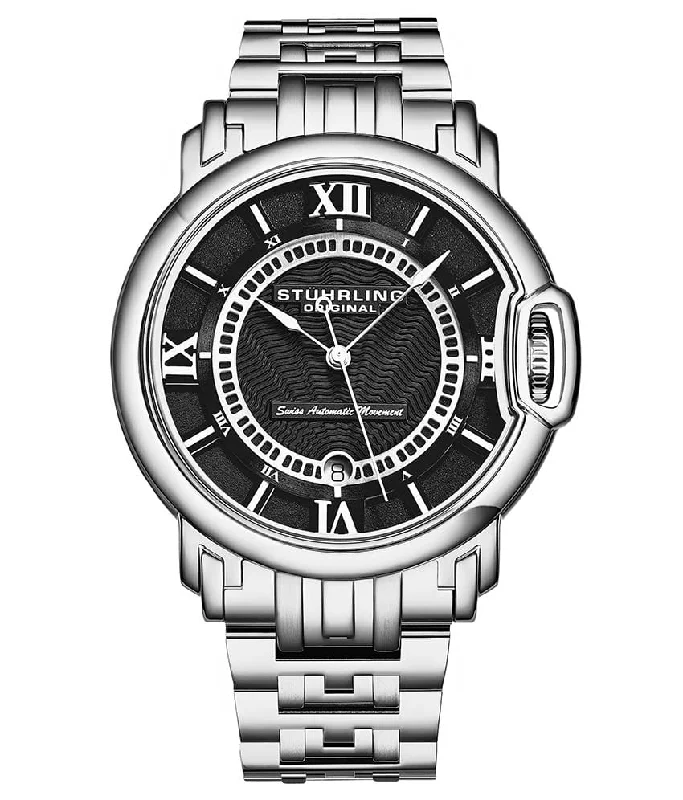 Black Dial / Silver Case / Silver Stainless Steel Bracelet / Silver Deployant Buckle