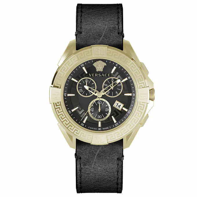 Men's Swiss Customized Edition-Versace Men's Watch Chrono Sporty 46mm Black Gold VE5CA0323