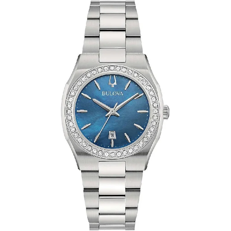 Women's Italian Made Design Mechanical Watches-Orologio Bulova 96R246 Surveyor blu con diamanti Women's Italian Made Design Mechanical Watches-Orologio Bulova 96R246 Surveyor blu con diamanti