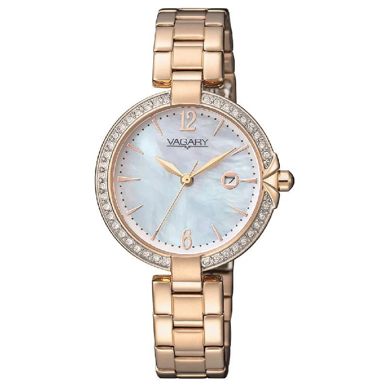 Women's Mechanical Watch Office Wear Edition-Orologio Vagary Flair da donna dorato rosa e madreperla IU3-223-11