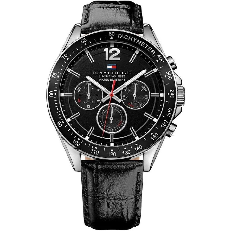 Men's Sophisticated Style Dress Watches-Tommy Hilfiger 1791117 Men's Black Chronograph Watch