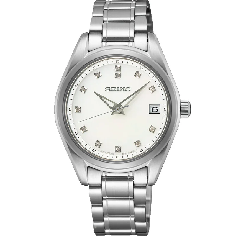 Men's Elegant Design Digital Watches-Seiko SUR579P Diamond Set