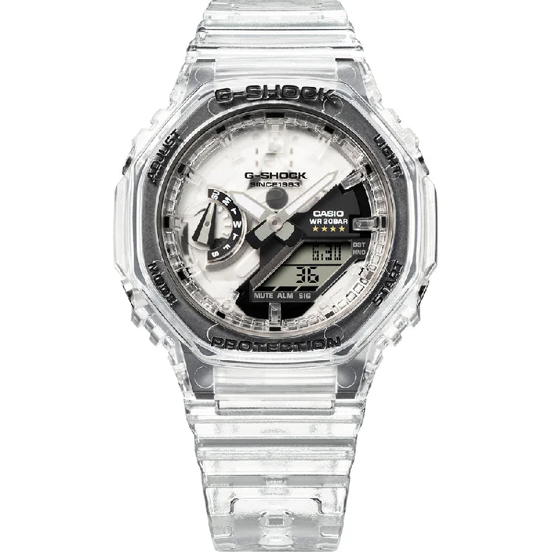 Mens Durable Smart Watches-G-Shock GMAS2140RX-7 40th Anniversary Skeleton Remix Watch