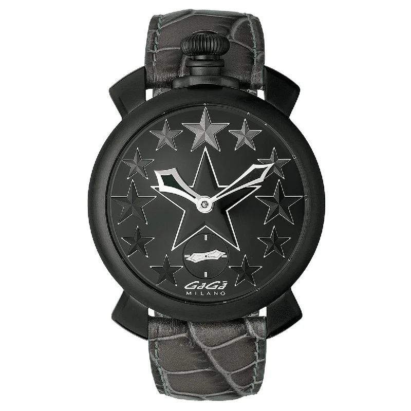 Men's Swiss Occasional Edition-GaGà Milano Watch Manuale 48MM Stars Black PVD