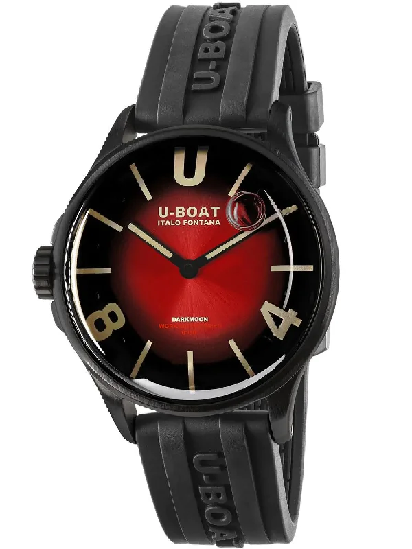 Men's Swiss Business Meeting Edition-U-Boat Men's Watch Darkmoon 40 Red Black Soleil Steel 9501