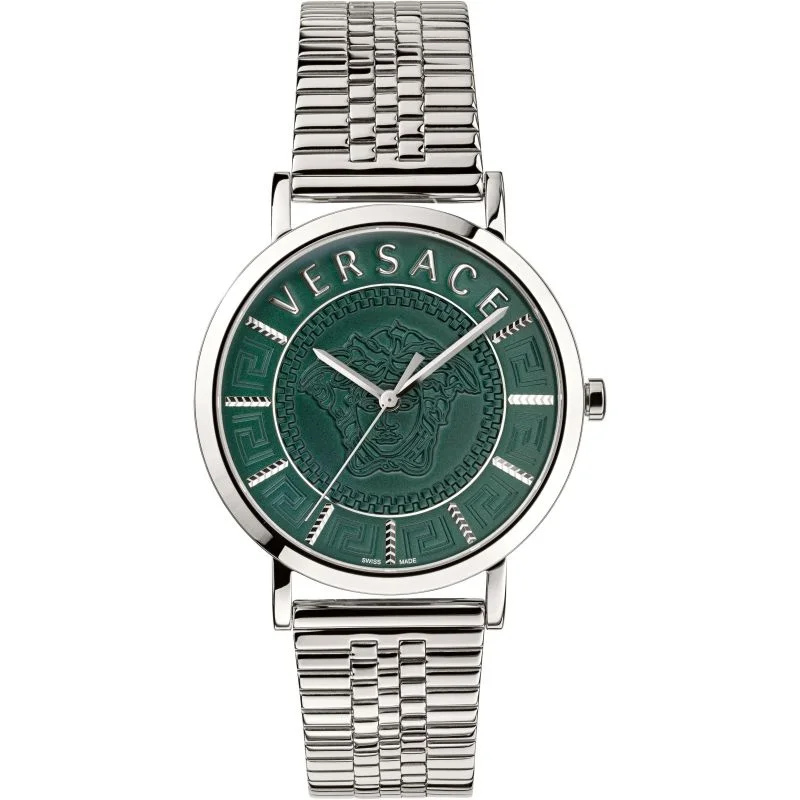 Men's Swiss Watch Gift Edition-Versace Men's Watch V-Essential Green Bracelet VEJ400921