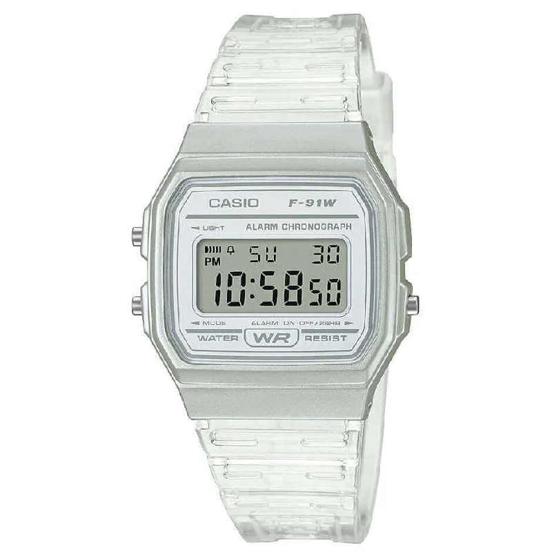 Men's Classic Watch Factory-Casio F-91 Classic Unisex Transparent Watch F-91WS-7EF Men's Classic Watch Factory-Casio F-91 Classic Unisex Transparent Watch F-91WS-7EF