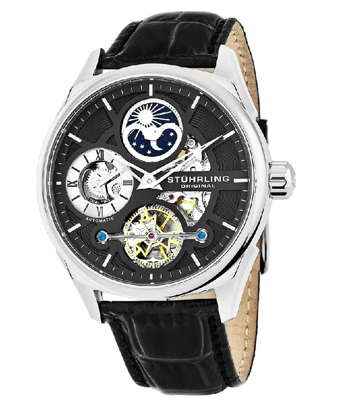 Black Dial / Silver Case / Black Leather Strap Silver  Tang Buckle