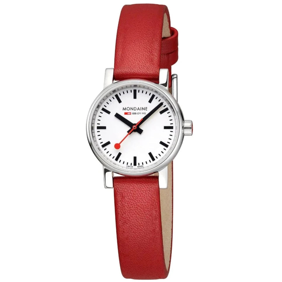 Men's Japanese Made Dress Watches-Mondaine EVO2 Red Vegan Grape Ladies Watch MSE.26110.LCV