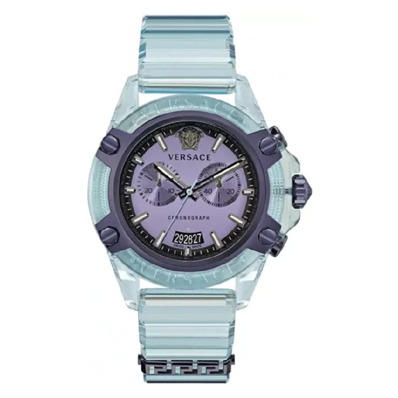 Unisex Romantic Dinner Style Watches-Versace Unisex Watch Chronograph Active Light Blue VEZ701523