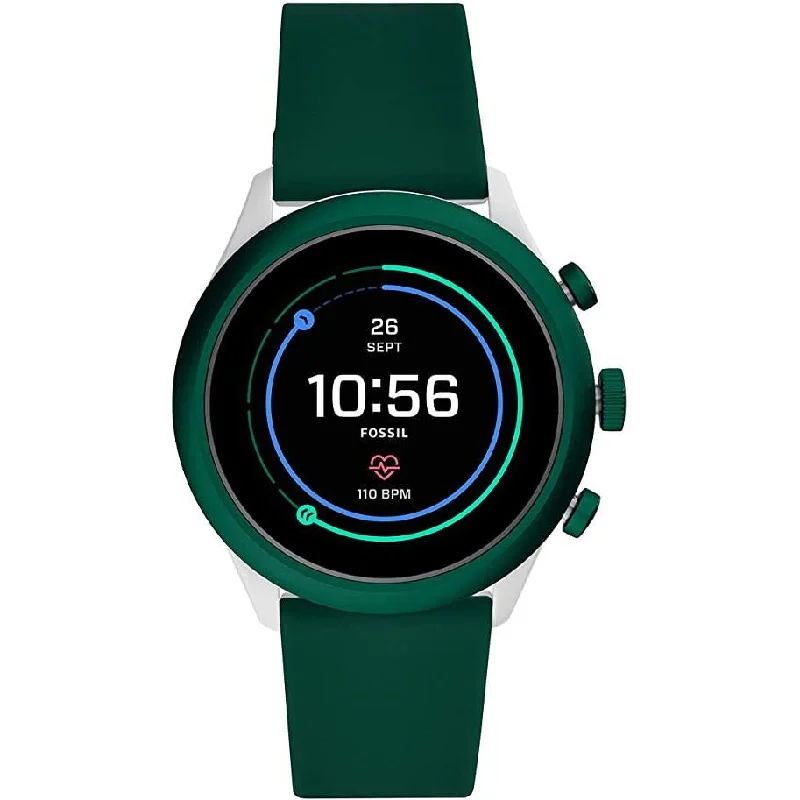 Unisex GPS Navigation Watches-Fossil FTW4035 Green Gen 4 Sport Smartwatch