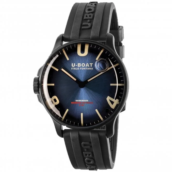 Men's Analog Design Dress Watches-U-Boat 8700/B Men's Imperial Blue Darkmoon Watch