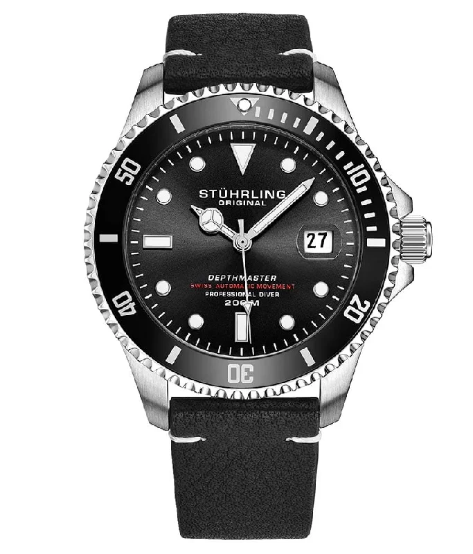 Black Dial/Silver Case/Black Leather Strap