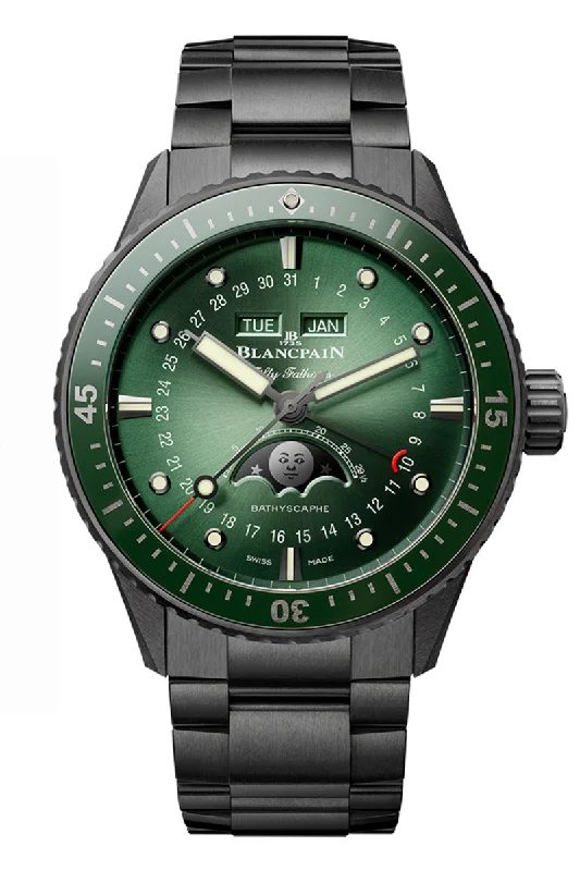Men's Office Wear Dress Watches-Blancpain Fifty Fathoms Bathyscaphe Complete Calendar Ceramic 5054 0153 01S