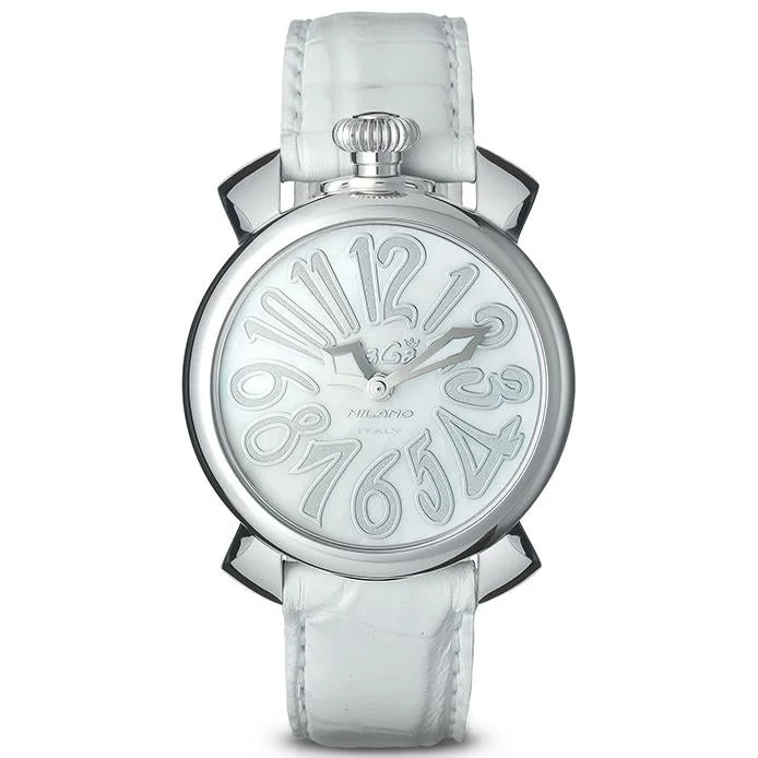 Men's Screw-Down Caseback Field Watches-Gaga Milano Ladies White Manuale Watch 5020.08 Men's Screw-Down Caseback Field Watches-Gaga Milano Ladies White Manuale Watch 5020.08