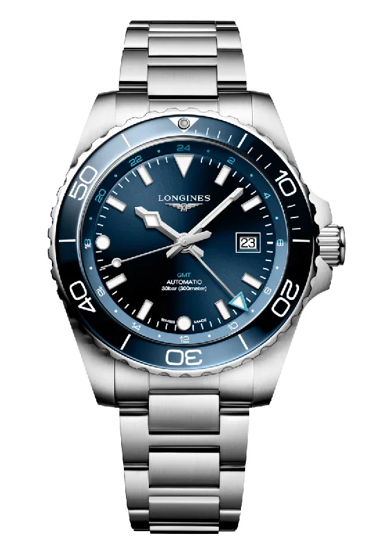 Men's Unique Shape Style Dress Watches-Longines HydroConquest GMT 43mm L3.890.4.96.6