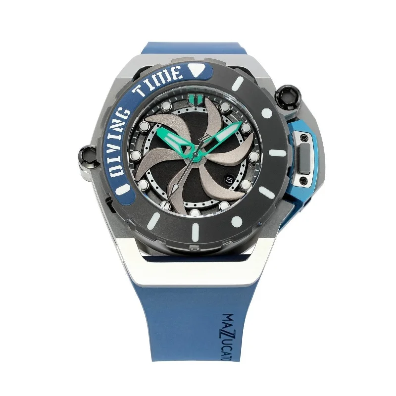 Men's Dive Watches with Vintage Design -Mazzucato Blue Rim Scuba Automatic Watch SUB03-BL3255