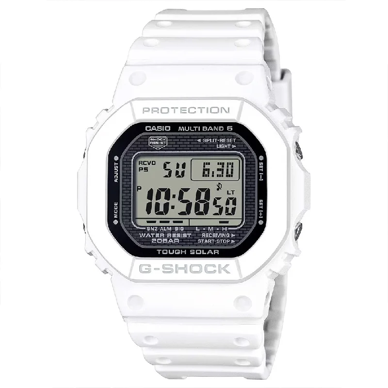 Men's GPS Radio Watches-Orologio G-Shock in acciaio e resina bianco radio controllato GW-5000HS-7ER