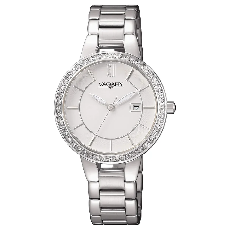 Women's Small Size Style Mechanical Watches-Orologio Vagary da donna IU3-312-11 bianco lunetta zirconi